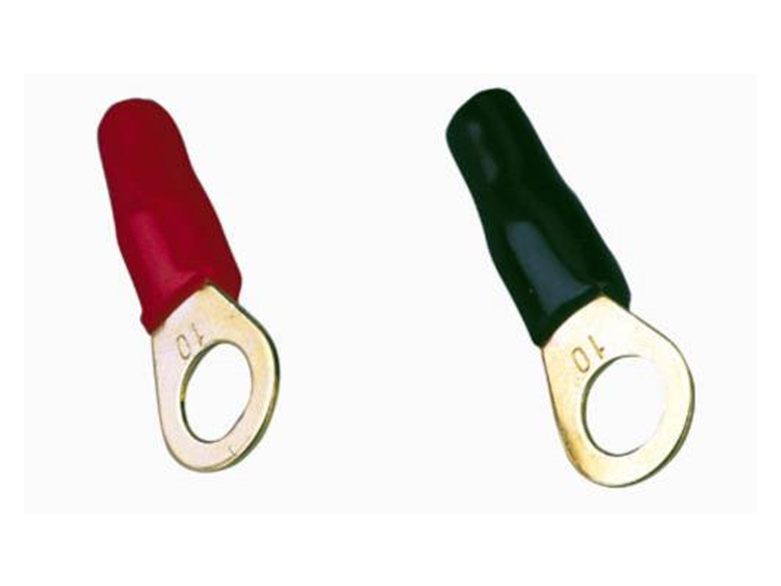 RINGÖSEN Ring Kabelschuhe 2x rot 2x schwarz vergoldet bis 10mm² Kabel 